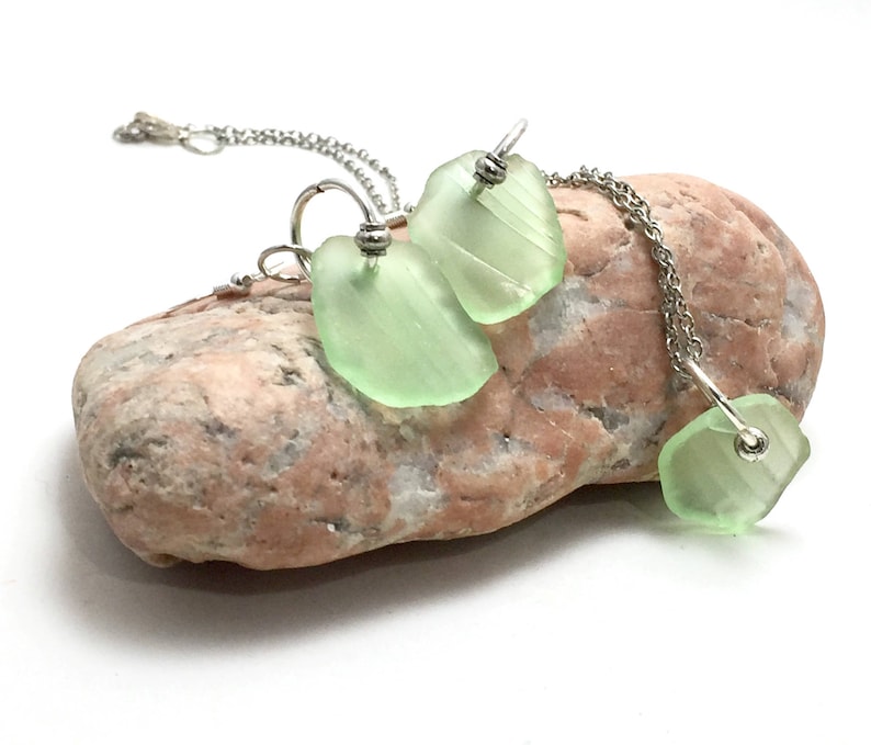 Sea Foam Sea Glass Set Sea Foam Sea Glass SeaFoam Sea Glass Necklace Sea Glass Green Mint Green SeaFoam Seaglass Light Green Jewelry