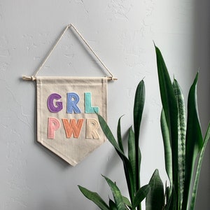 Girl Power Canvas Banner, Gallery Wall Hanging, Girls Bedroom Decor, Nursery Decor, GRL PWR