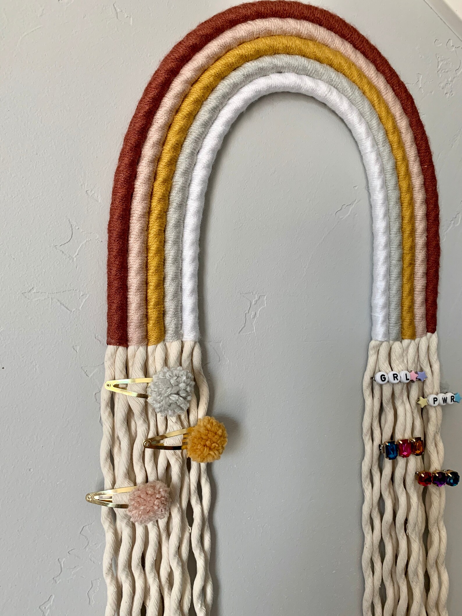 Macrame Rainbow Hair Clip Holder Hair Bow Holder Large | Etsy