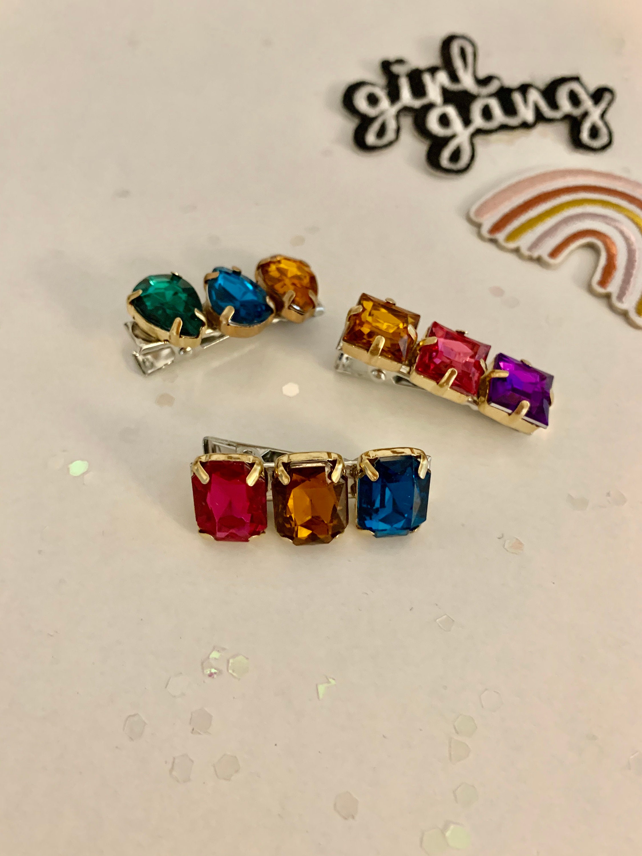 Child Hair Clips Gem Clips Jewel Hair Clips Hair Etsy