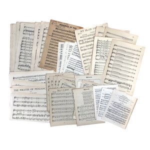 Mixed music sheet pages pack tidied with ribbon, 40 pieces. image 5