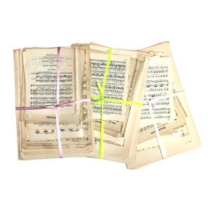 Mixed music sheet pages pack tidied with ribbon, 40 pieces. image 3