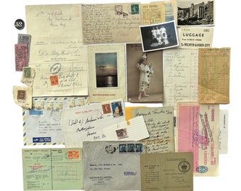 Collage ephemera packs, 5 to choose from. Large packs includes receipts, postcards, tickets, envelopes, letter and more...