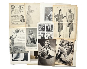 Women and beauty themed pack, vintage ads, clippings, pages and more. 36 pieces.