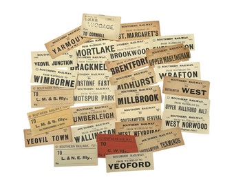 British Rail labels with wonderful typography, various options.