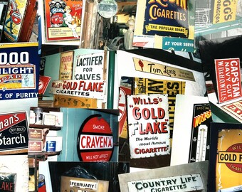 Photographic prints of vintage packaging, signs and advertising, for personal journaling or reference.