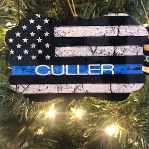 Personalized Christmas Ornament, Thin Blue Line, Thin Red Line, Thin Orange Line, Thin Yellow Line, Front Line Workers, Christmas 2023
