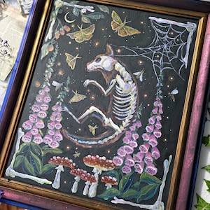 Fox among the foxgloves- original painting