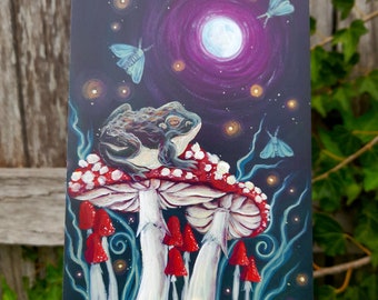 Toad on toadstools - mini print