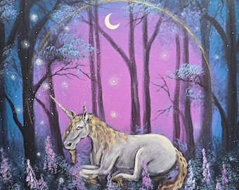 Unicorn in the forest - original painting