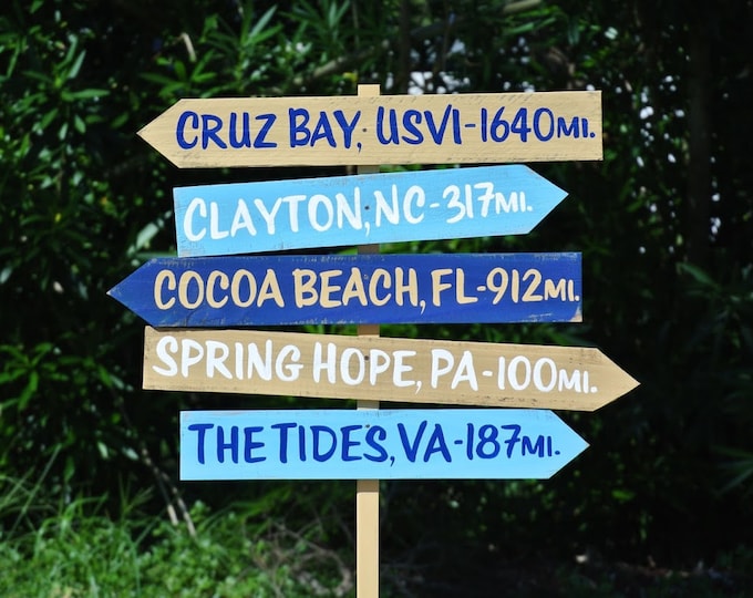 Directional Sign Family Christmas gift for Home. Garden direction sign with kids names and mileage. Holiday gift mom.