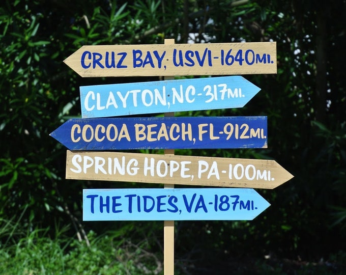 Directional Sign Family Christmas gift for Home. Garden direction sign with kids names and mileage. Holiday gift mom.