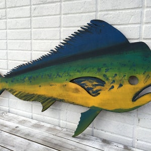 Mahi Mahi Fish Wall art, Gift for Dad Christmas, Backyard porch decor, Fish wall art Holiday gift from kids
