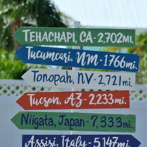 Personalized Directional Wood Sign, Family Yard Decor. Destination wooden sign post. Housewarming gift.