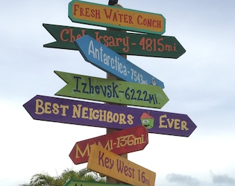 Directional signs Personalized family gift for mom dad, Destination wooden arrows with mileage.