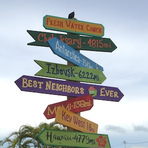 Family Directional signs Personalized home decor gift, Direction arrows wayfinding with mileage Fully customizable Outdoor decor