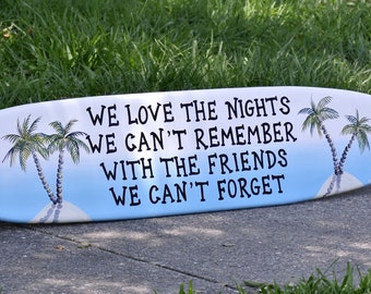 Surfboard Wood Sign: Beach Bar Decor, Man Cave Art, Gift for Friend