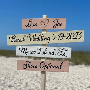 Beach wedding directional sign, Welcome wedding decor Boho, personalized gift for couple