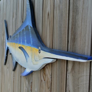Grand bois de marlin bleu. Décoration de la terrasse de la piscine. Cadeau pêcheur pour homme.