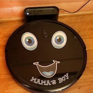 Decal sticker for robot vacuum cleaner or laptop. Happy Face Sticker