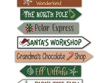 Personalized Christmas directional signs Boho decor. Holiday gift for mom. Home decor Christmas.