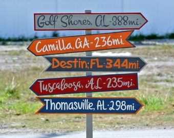 Family direction sign post for Backyard, Kids names and mileage directional for yard. Family gift for Christmas