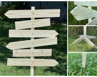 Blank Directional Sign post wood, DIY Project ready, Unfinished arrow boards Outdoor safe mileage signage reusable