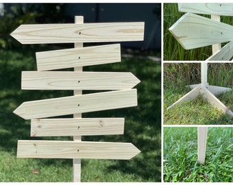 Directional sign post blank, Wood arrow signs, DIY Unfinished arrows, Wayfinding signs with stake