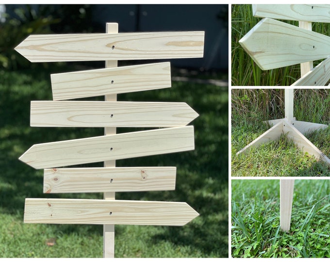 Blank directional sign post, Wooden direction arrow sign. DIY Unfinished arrows. Conferences directional signs