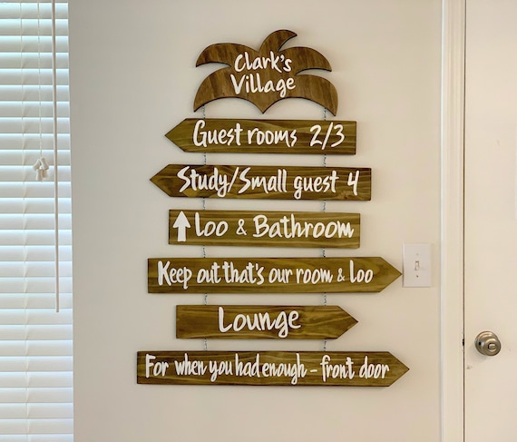 Home decor directional signs. Rustic wall decor. Arrow wood signs for living room, patio, backyard