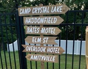 Cabin Directional Sign, Mileage Sign post. Boho decor outdoor. Direction sign wood