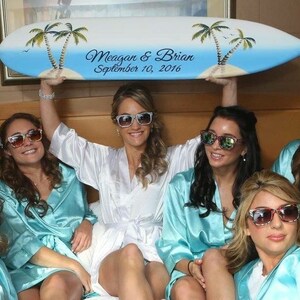 Wedding Guest book surfboard with palms Sign in board. Newlywed gift for couple. Signature board.