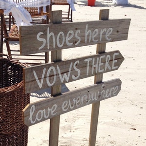 Shoes Here Vows There Love Everywhere wedding sign rustic. Beach wedding decor gift image 2