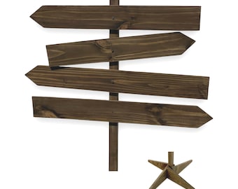 Stained Direction sign post free stand, DIY ready arrows. Event reusable wayfinding directional signage