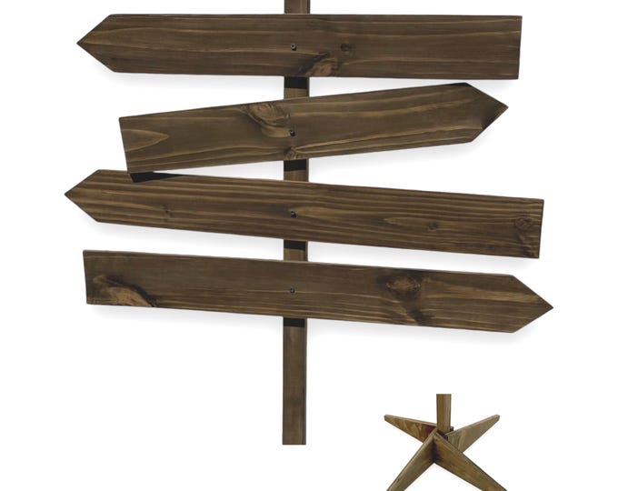Stained Direction sign post free stand, DIY ready arrows. Event reusable wayfinding directional signage
