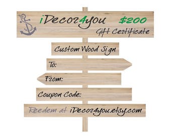 iDecor4you Printable Holiday Gift Certificate for Custom Wood Sign. Last Minute Gift for Co-Workers, Friends. Easy Holiday Cards