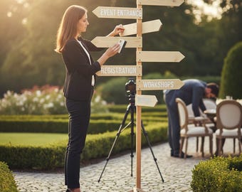 Event Directional Sign Double-Sided Customizable. Blank arrow boards Outdoor safe. Business direction signage. Event Personalized Decor. DIY