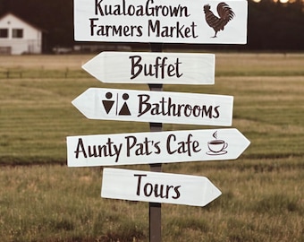 Rustic Directional Sign Post, Farms Market Decor, Wayfinding Arrows Street Fest Guest Guiding