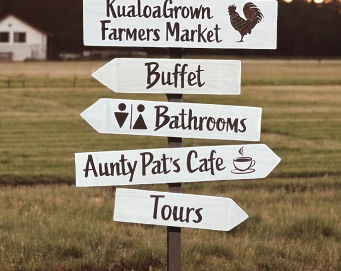 Rustic Directional Sign Post, Farms Market Decor, Wayfinding Arrows Street Fest Guest Guiding