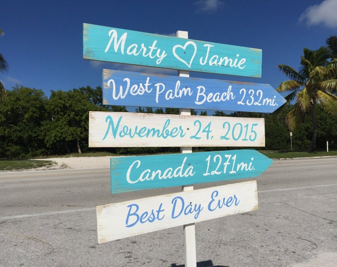 Beach wedding direction Sign. Nautical Wedding Decor. Gift for couple. Best Day Ever signage