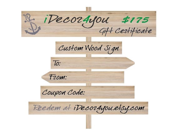 iDecor4you Printable Surprise Gift Certificate for Custom Wood Sign. Last Minute Gift Certificate, Gifts for friends, Easy Holiday Cards
