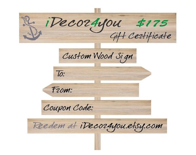 iDecor4you Printable Surprise Gift Certificate for Custom Wood Sign. Last Minute Gift Certificate, Gifts for friends, Easy Holiday Cards