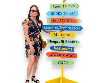 Directional Sign Post Personalized, Destination Arrow boards, Customizable Navigation Signage, Free standing