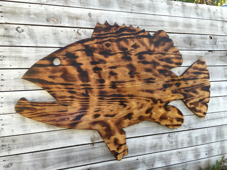 Gift For Pas Large Outdoor Wall Art Fish Decor Coastal Sign Goliath Grouper Wood Fisherman S Man Cave