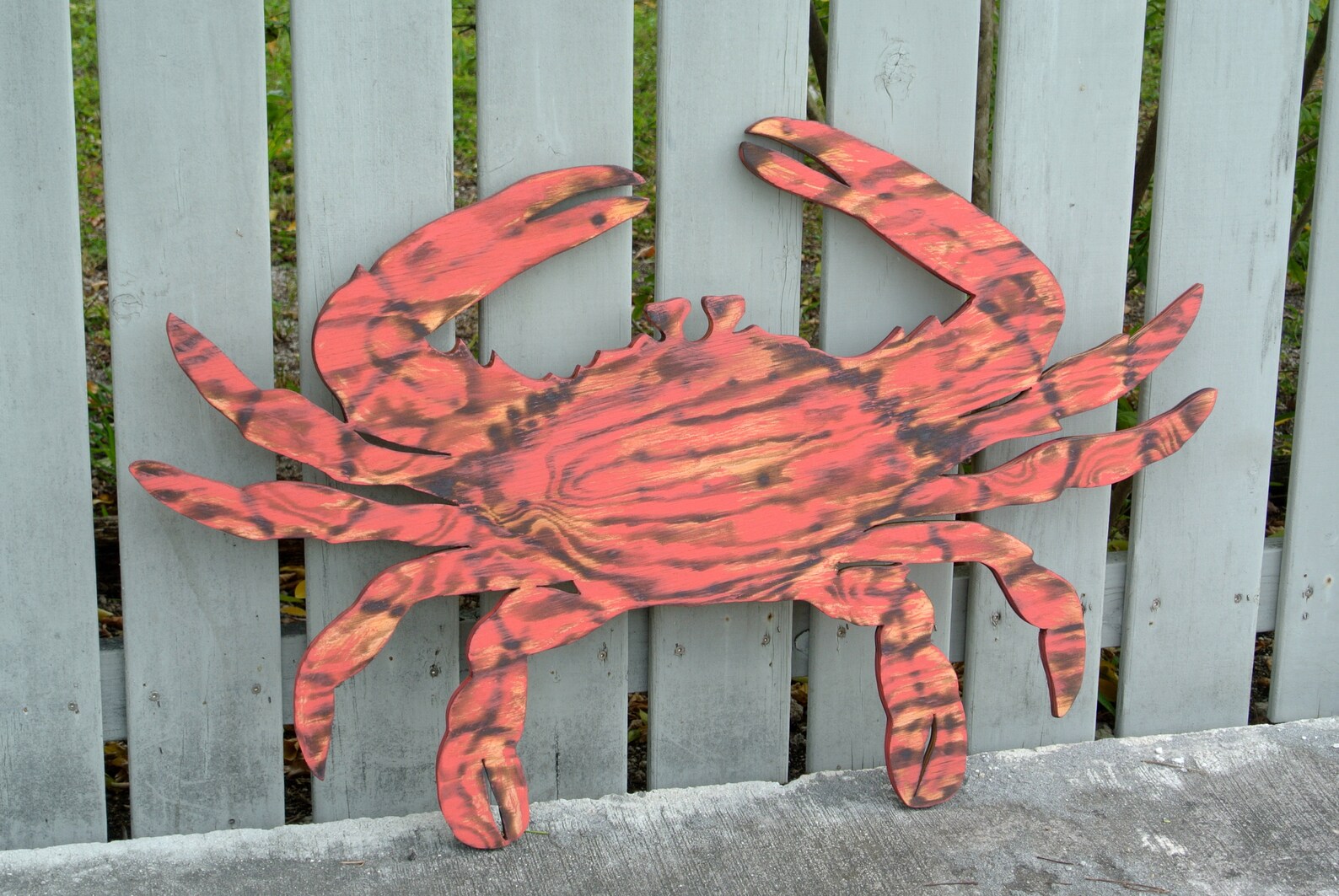 Large Red Crab Decor Outdoor Wood Crab Wall Art Beach House Etsy