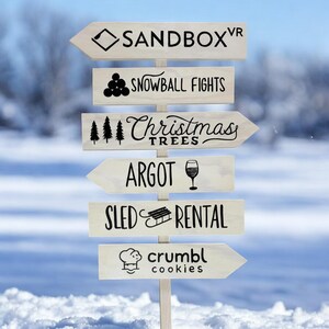 Personalized Company Directional sign post Holiday market, Customizable arrow boards, Christmas party direction signage