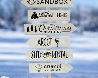 Personalized Company Directional sign post Holiday market, Customizable arrow boards, Christmas party direction signage