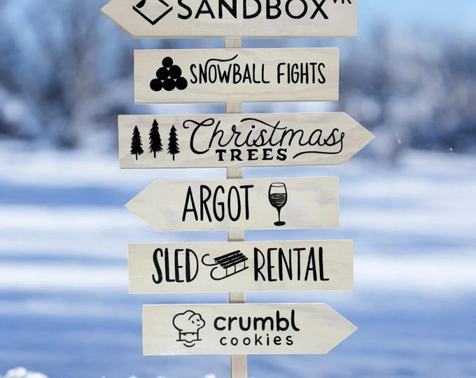 Personalized Company Directional sign post Holiday market, Customizable arrow boards, Christmas party direction signage