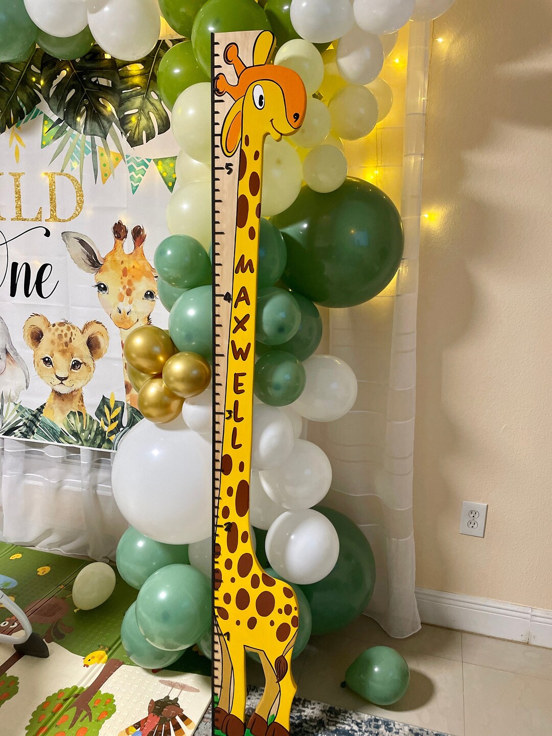 Giraffe Kids Growth Chart With Name Wood Birthday Gift for - Etsy