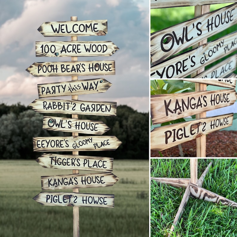 Welcome Direction Sign Kids Event Winnie the Pooh Directional Sign Personalized. Party ...